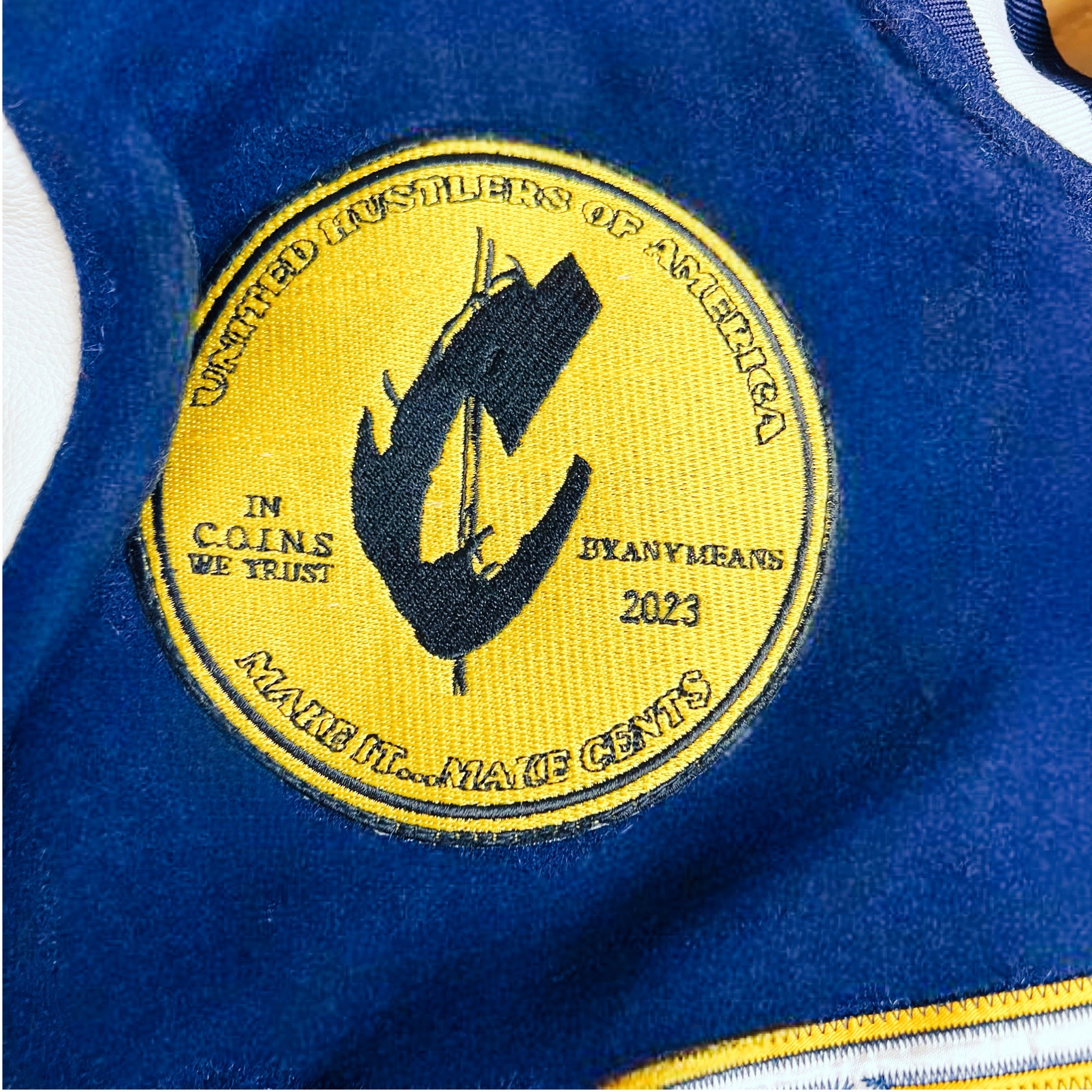 C.O.I.N.$ Treasury Dept Wool Body Genuine Leather Sleeves Varsity Jackets