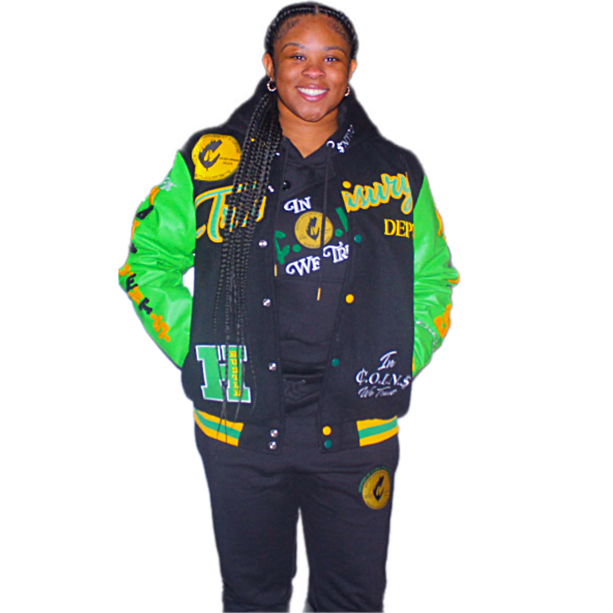 Varsity/letterman/jackets/green