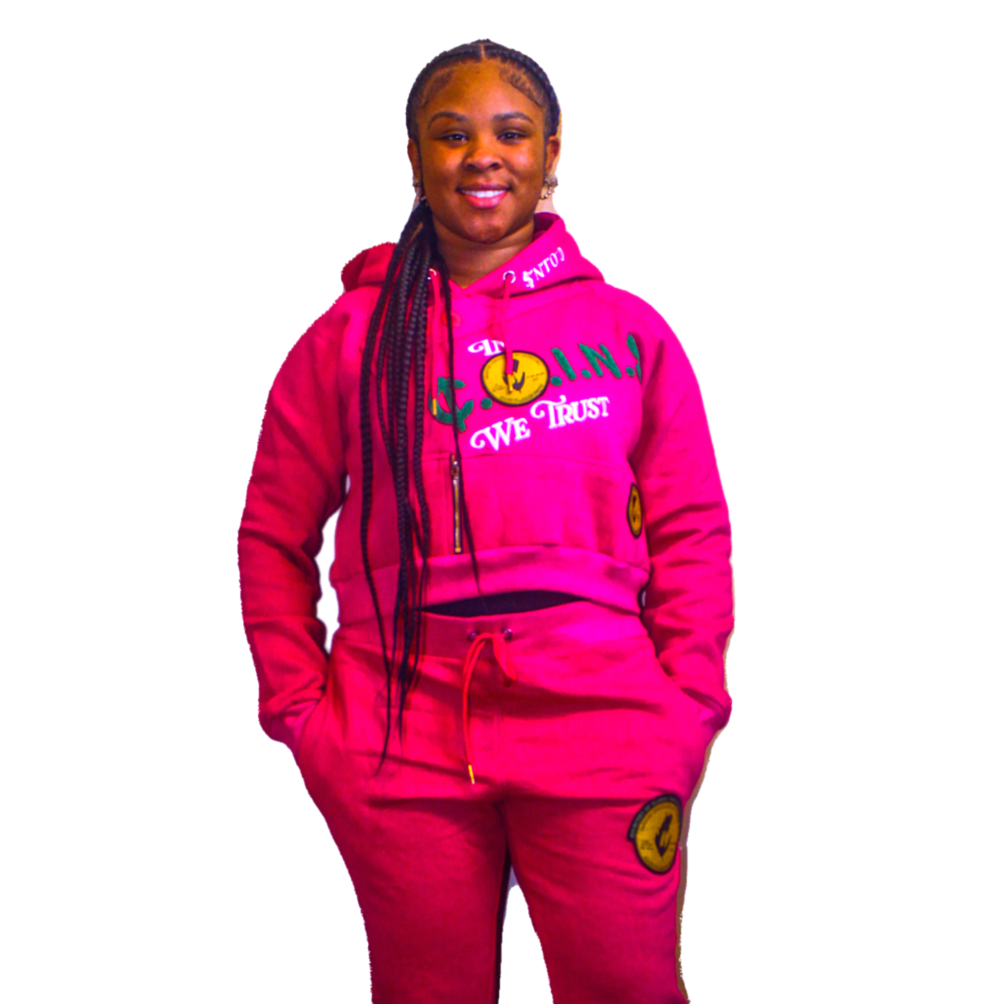 C.O.I.N.$ Woman’s Crop Top hooded sweatsuits