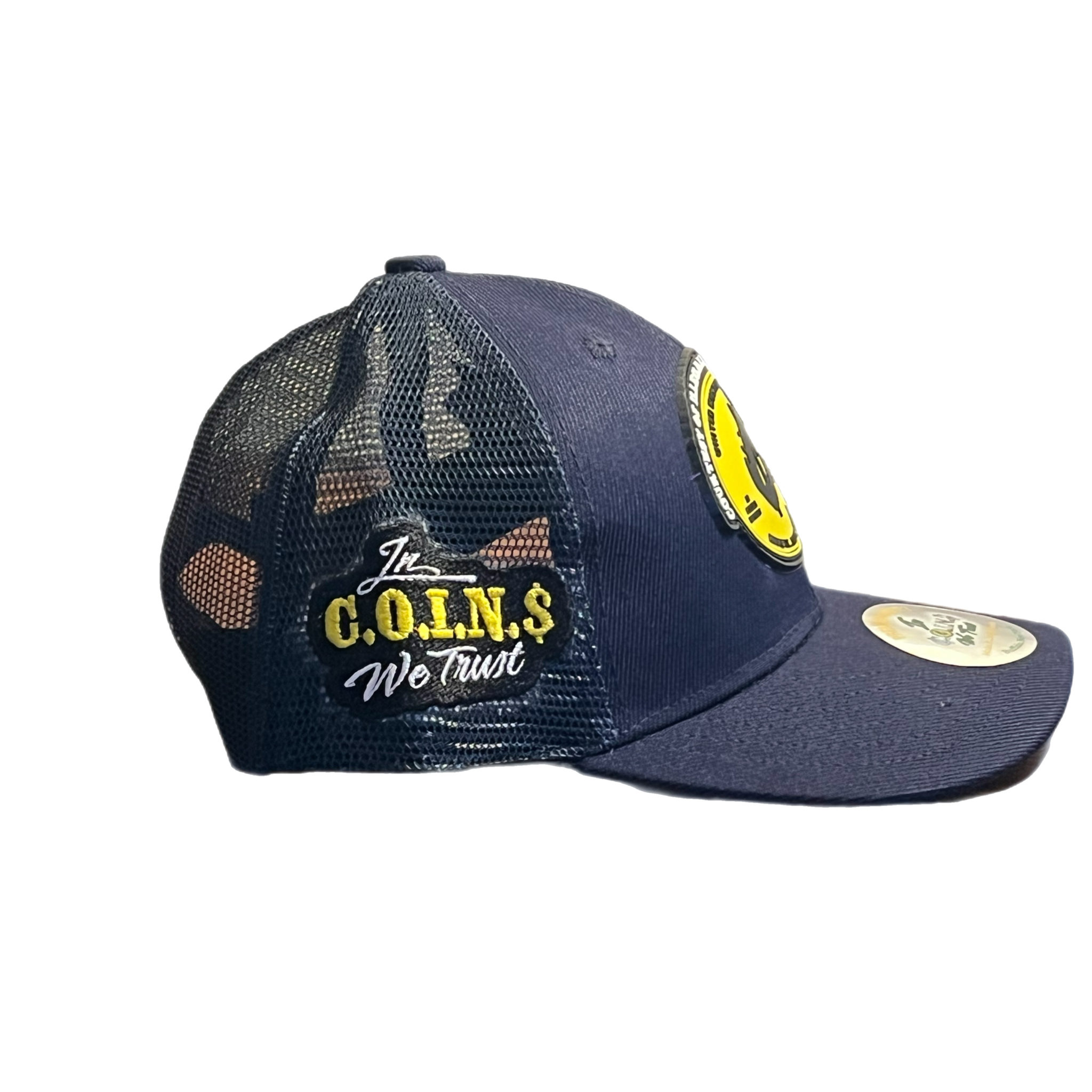 C.O.I.N.$ SNAPBACK CURVED BILL TRUCKER HATS