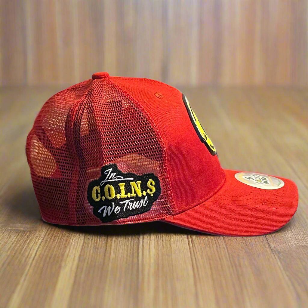 C.O.I.N.$ SNAPBACK CURVED BILL TRUCKER HATS