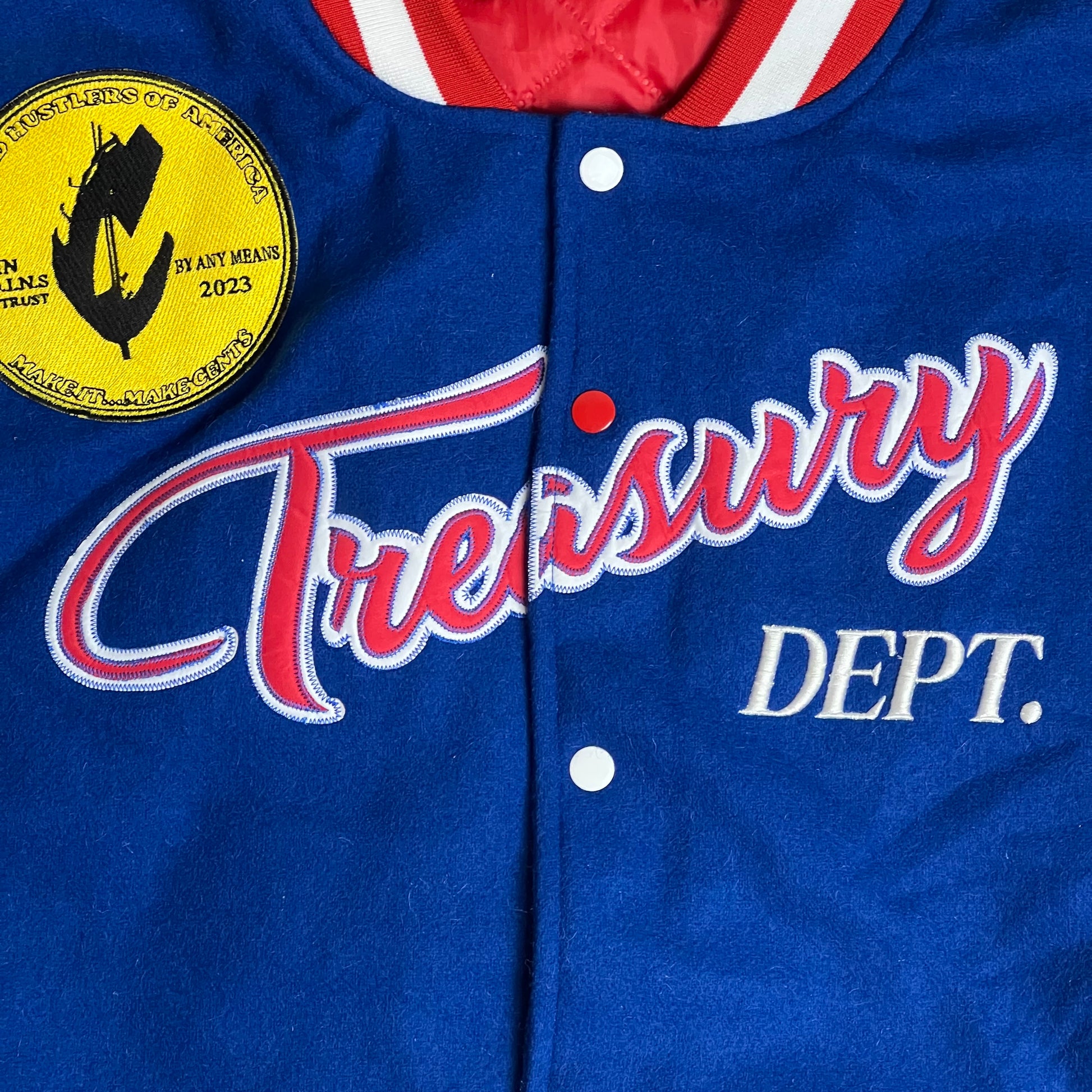 C.O.I.N.$ TREASURY DEPT NEW YORK STATE OF MIND VARSITY JACKET