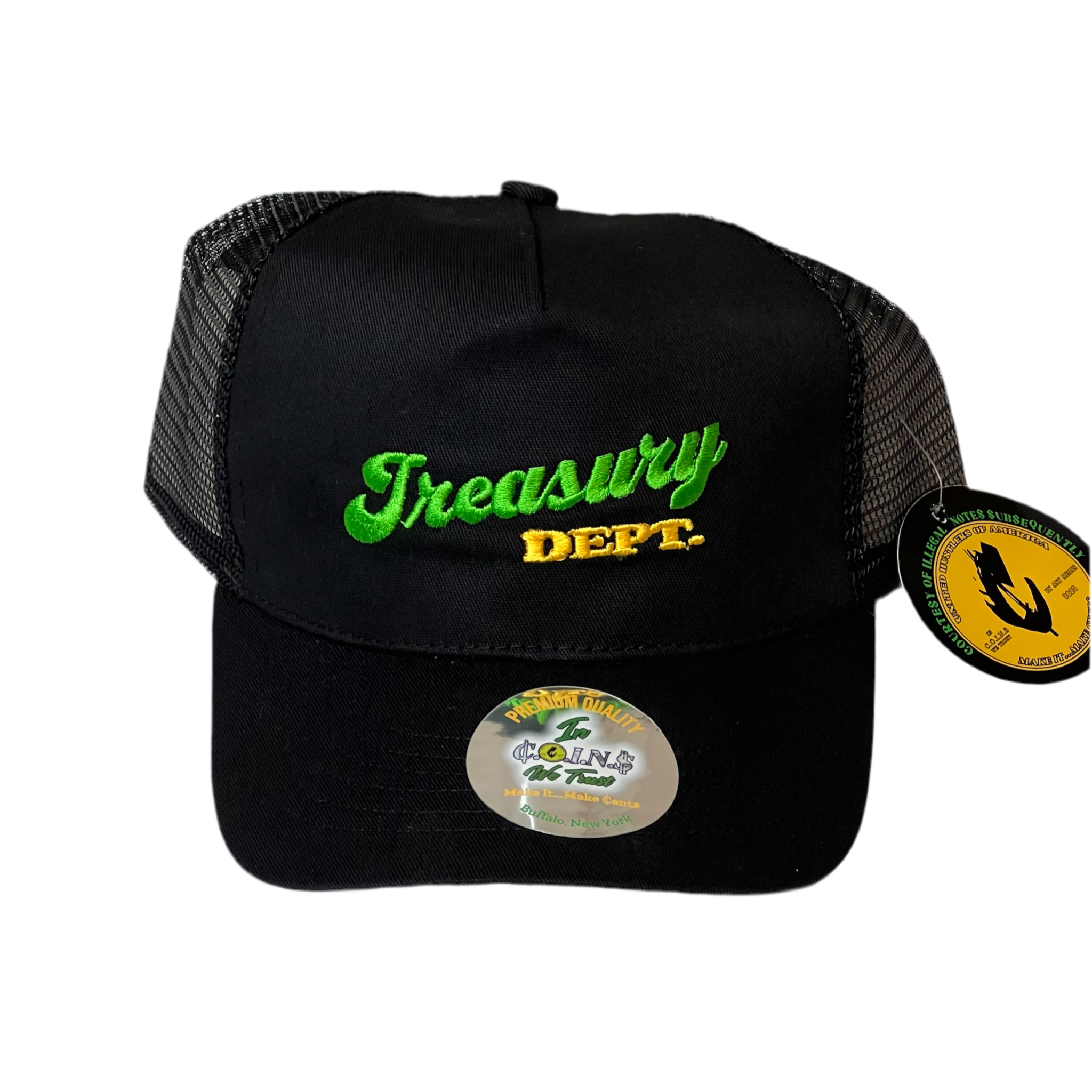 <a href="/products/coins-treasury-dept-5-panel-low-crown-cotton-mesh-adjustable-trucker-snapback-hats-unisex-street-wear" title="C.O.I.N.$ Treasury Dept. 5 Panel Low Crown Cotton Mesh Adjustable Trucker SnapBack Hats">C.O.I.N.$ TREASURY DEPT SNAPBACK TRUCKER HATS</a>