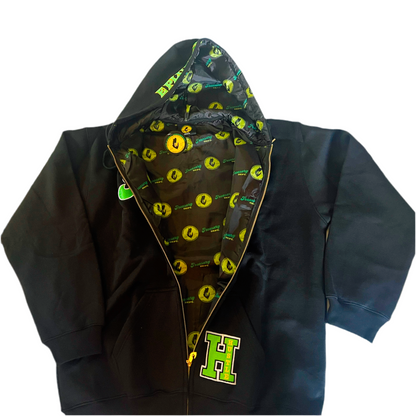 C.O.I.N.$ Treasury Dept. Cotton Relaxed Fit All Over Print Inner Lining Zip Up Hoodies