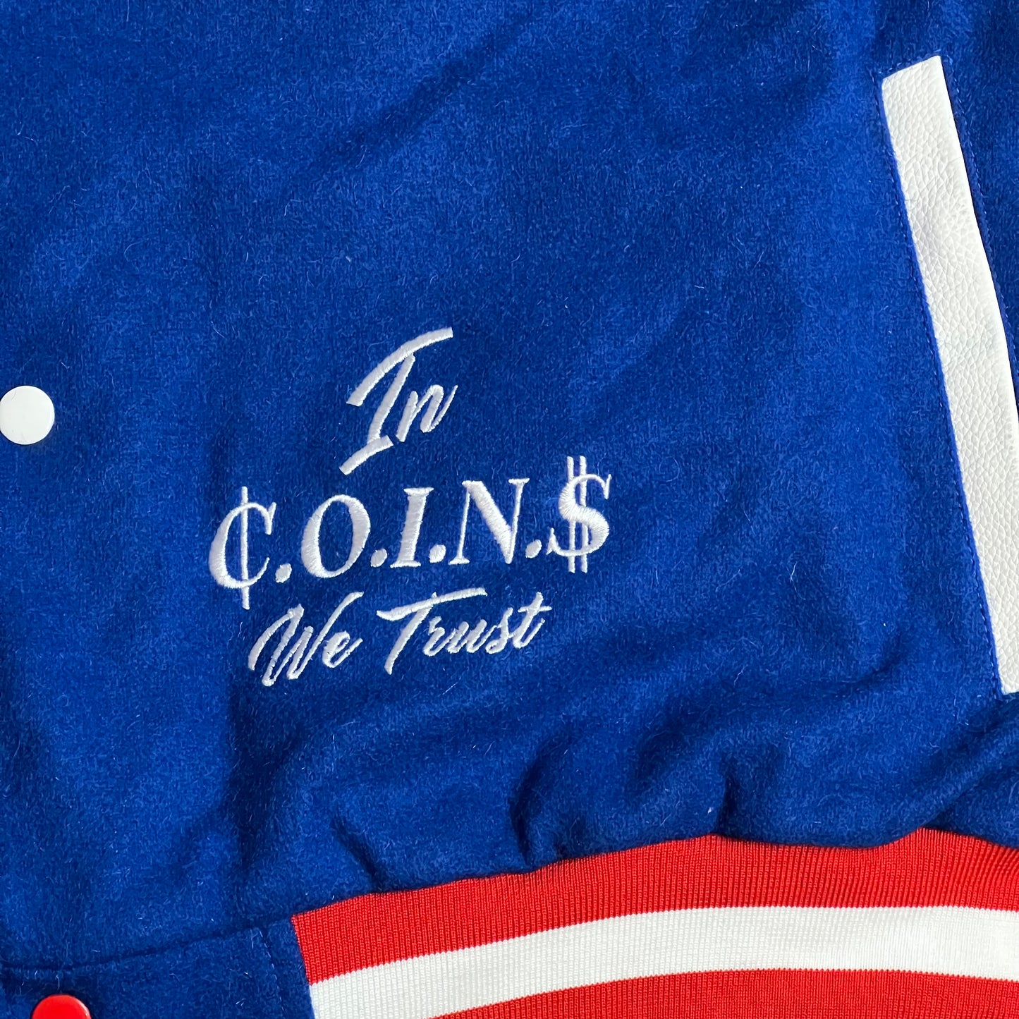 C.O.I.N.$ TREASURY DEPT NEW YORK STATE OF MIND VARSITY JACKET