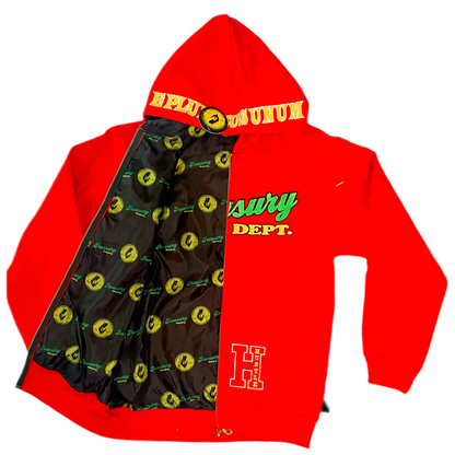 C.O.I.N.$ Treasury Dept. Cotton Relaxed Fit All Over Print Inner Lining Zip Up Hoodies