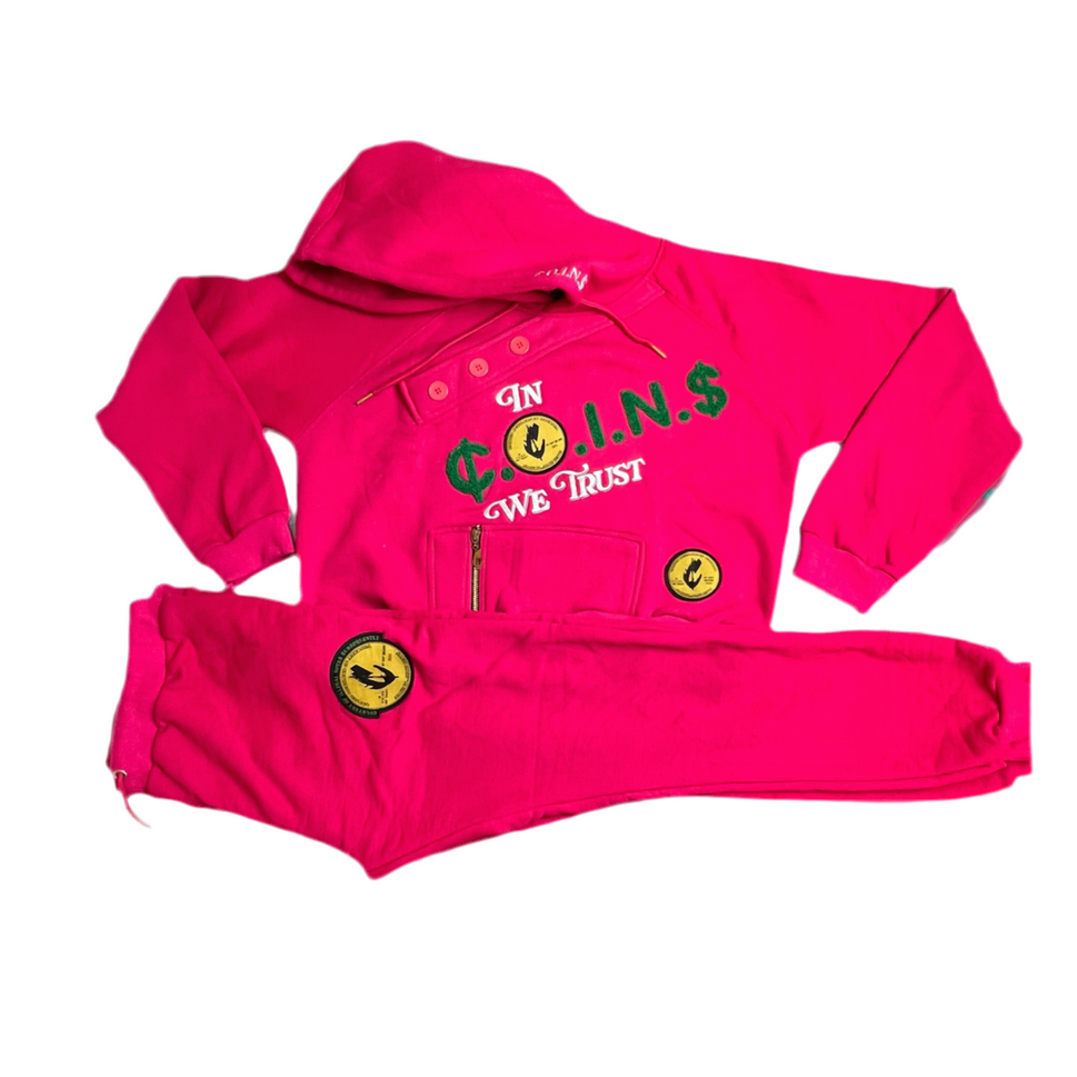 C.O.I.N.$ Woman’s Crop Top Cotton  Hooded Sweatsuits