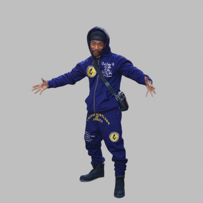 C.O.I.N.$ Relaxed Fit Cotton Zip Up Hooded Sweatsuits