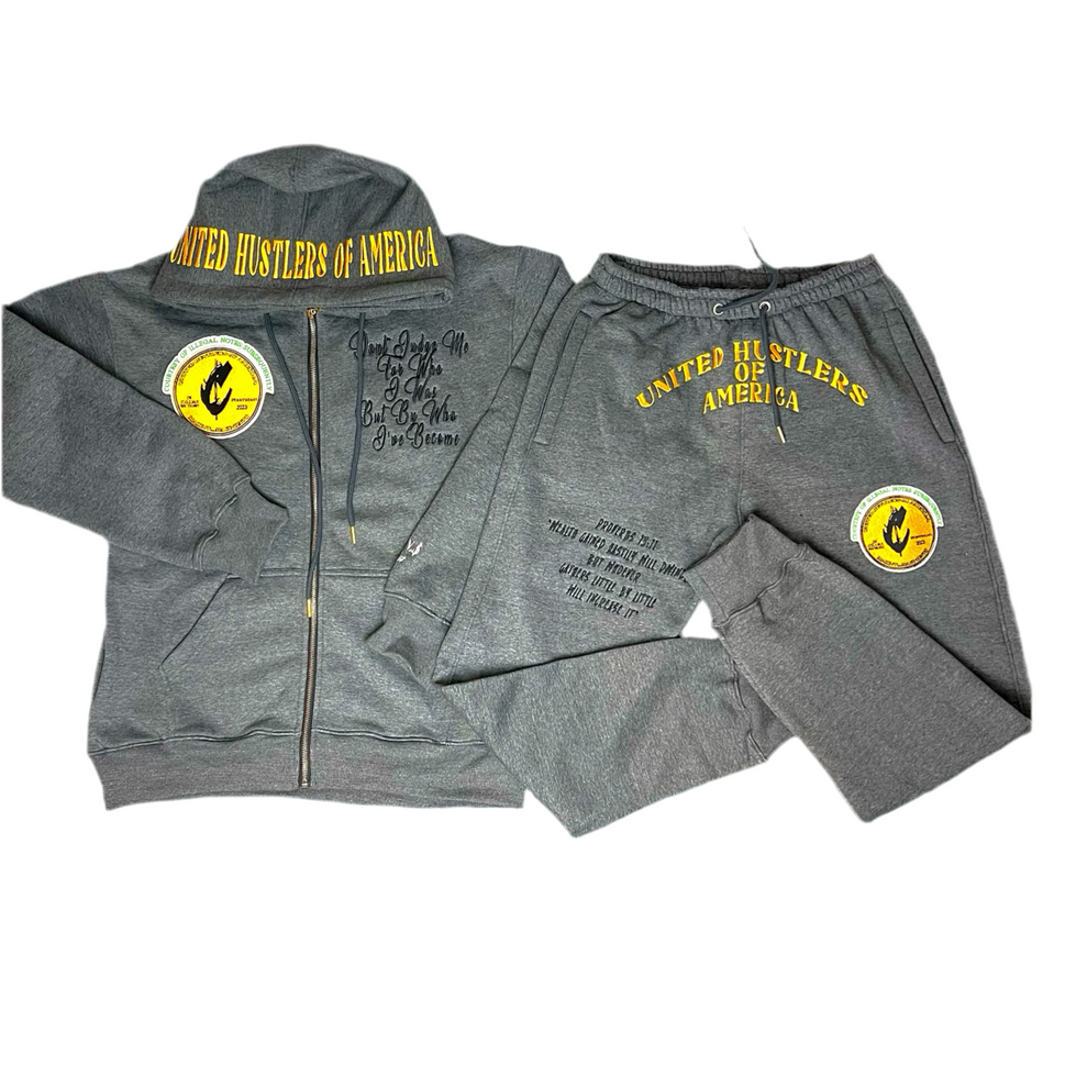 C.O.I.N.$ Relaxed Fit Cotton Zip Up Hooded Sweatsuits