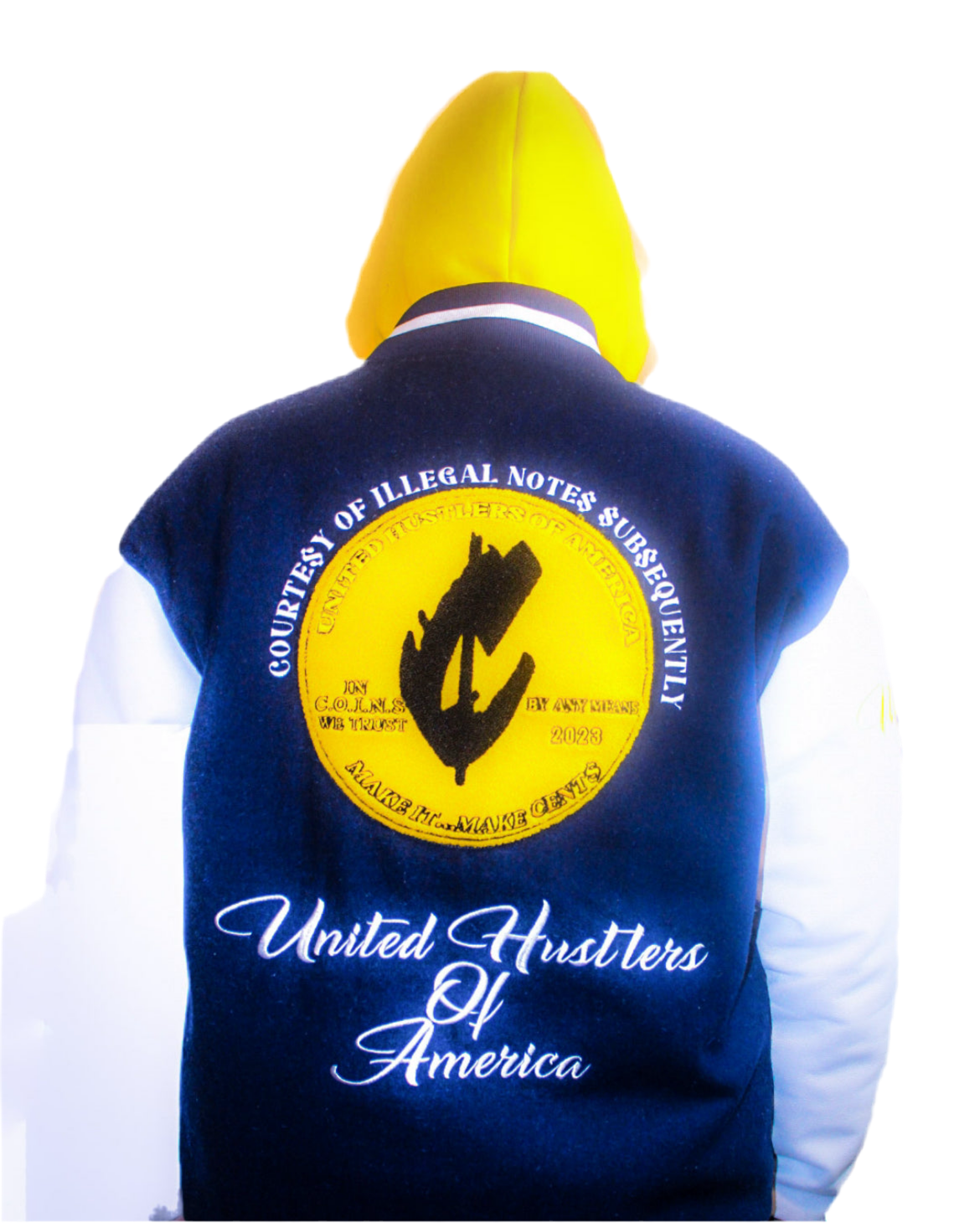 C.O.I.N.$ Treasury Dept Wool Body Genuine Leather Sleeves Varsity Jackets
