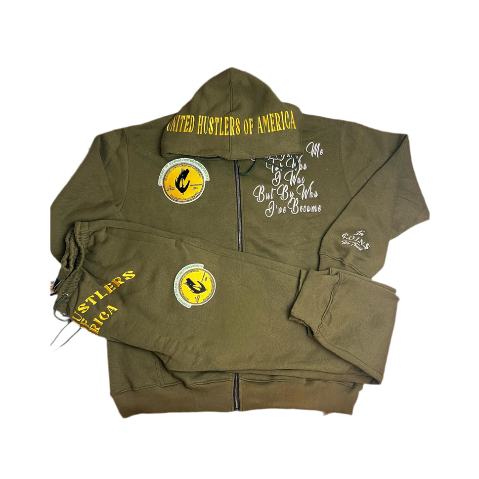 C.O.I.N.$ Relaxed Fit Cotton Zip Up Hooded Sweatsuits