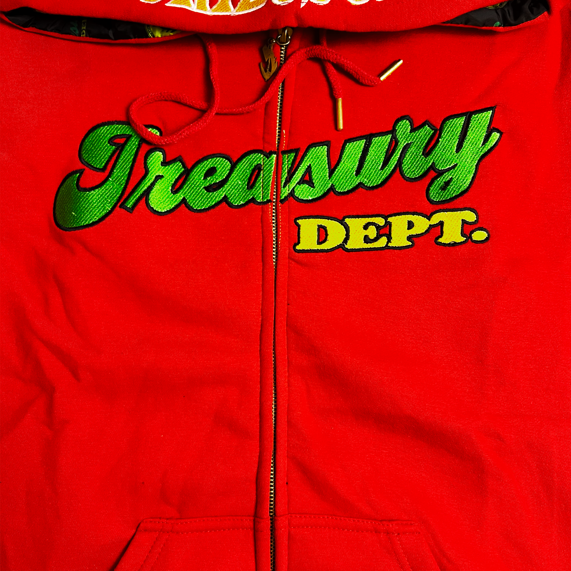 C.O.I.N.$ Treasury Dept. Cotton Relaxed Fit All Over Print Inner Lining Zip Up Hoodies