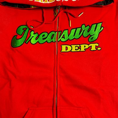 C.O.I.N.$ Treasury Dept. Cotton Relaxed Fit All Over Print Inner Lining Zip Up Hoodies