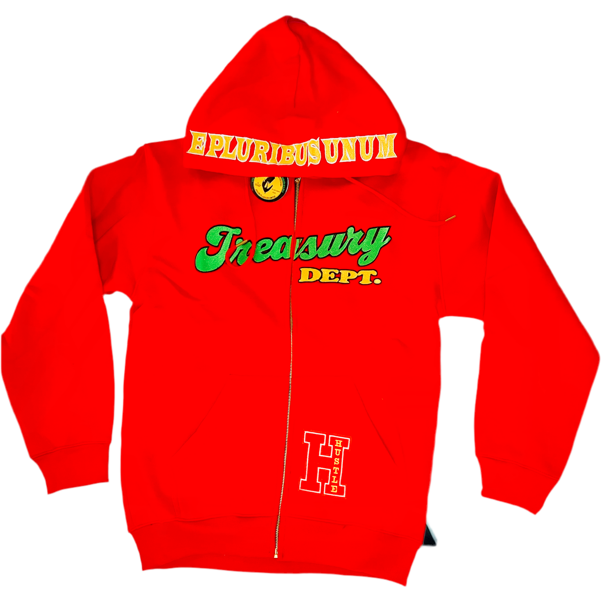 C.O.I.N.$ Treasury Dept. Cotton Relaxed Fit All Over Print Inner Lining Zip Up Hoodies