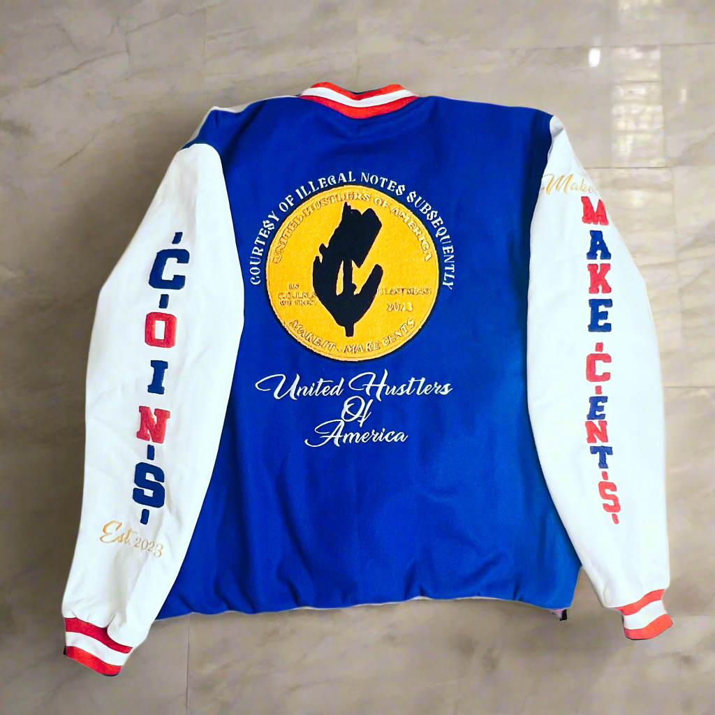 C.O.I.N.$ TREASURY DEPT NEW YORK STATE OF MIND VARSITY JACKET