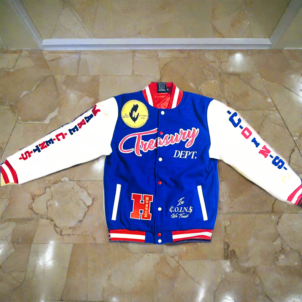 C.O.I.N.$ TREASURY DEPT NEW YORK STATE OF MIND VARSITY JACKET