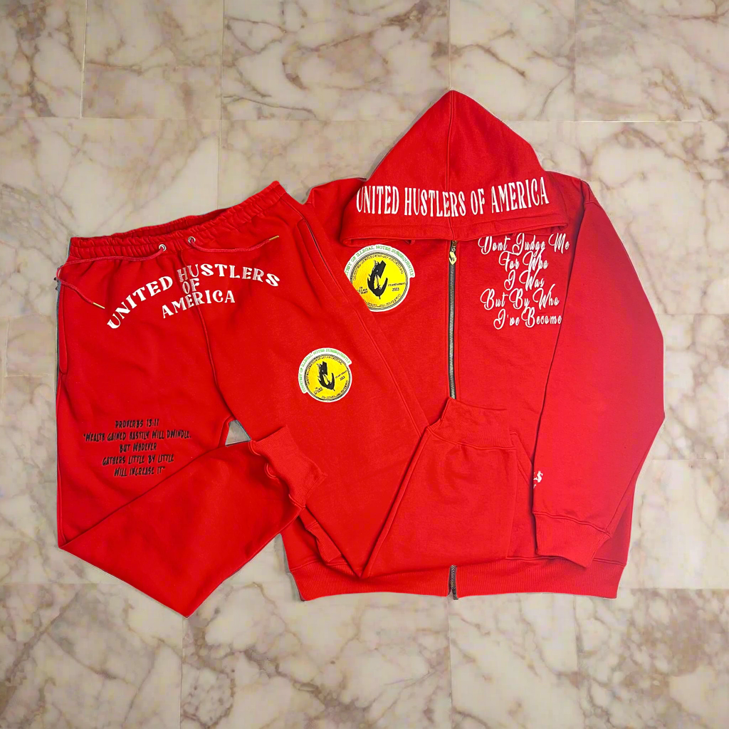 C.O.I.N.$ Relaxed Fit Cotton Zip Up Hooded Sweatsuits