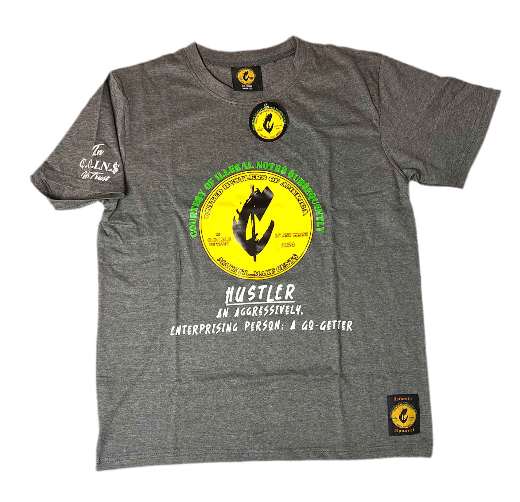 C.O.I.N.$ cotton crew neck Short sleeve T-shirt/ grey