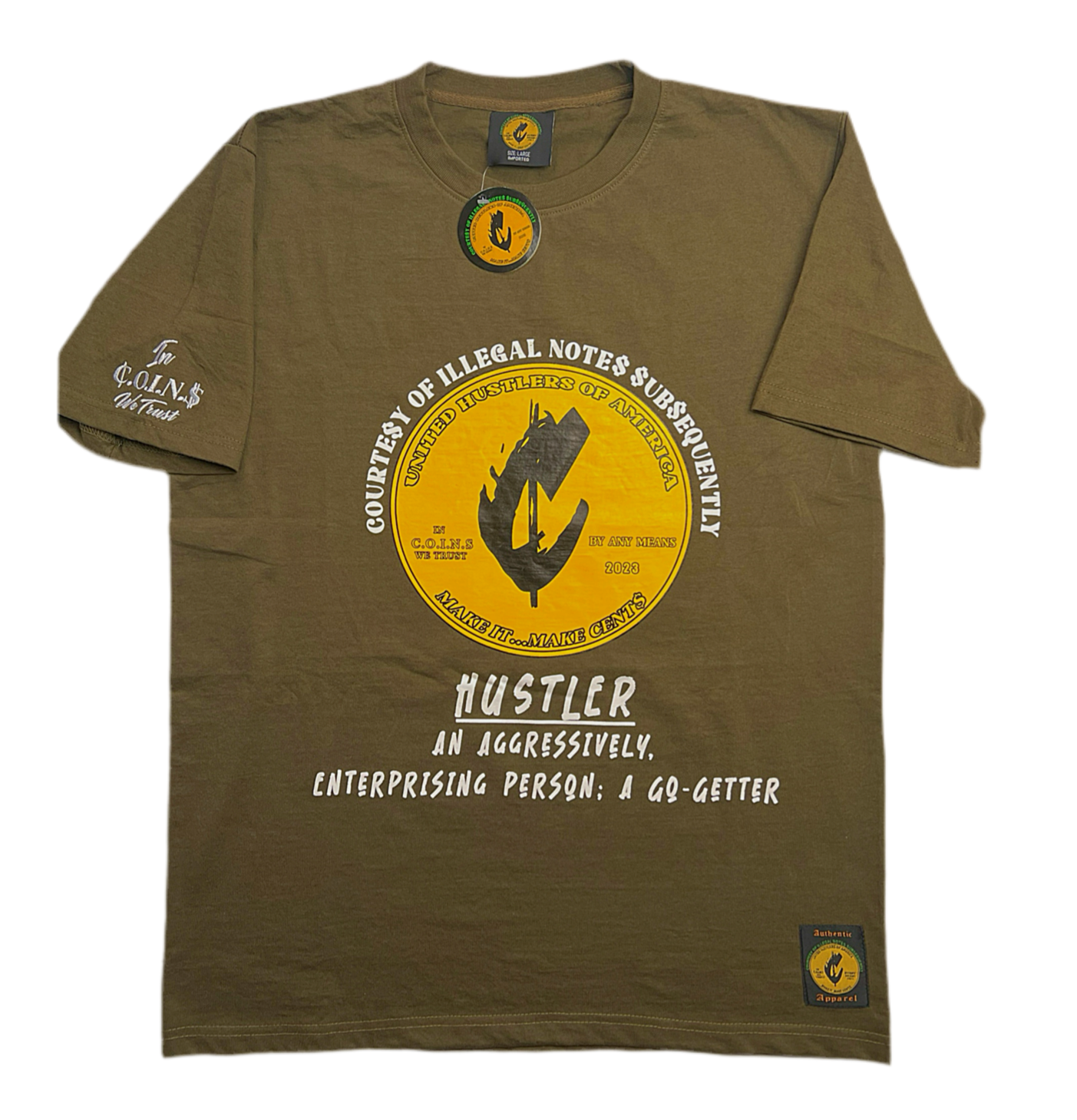 C.O.I.N.$ crew neck Short sleeve T-shirt/ olive
