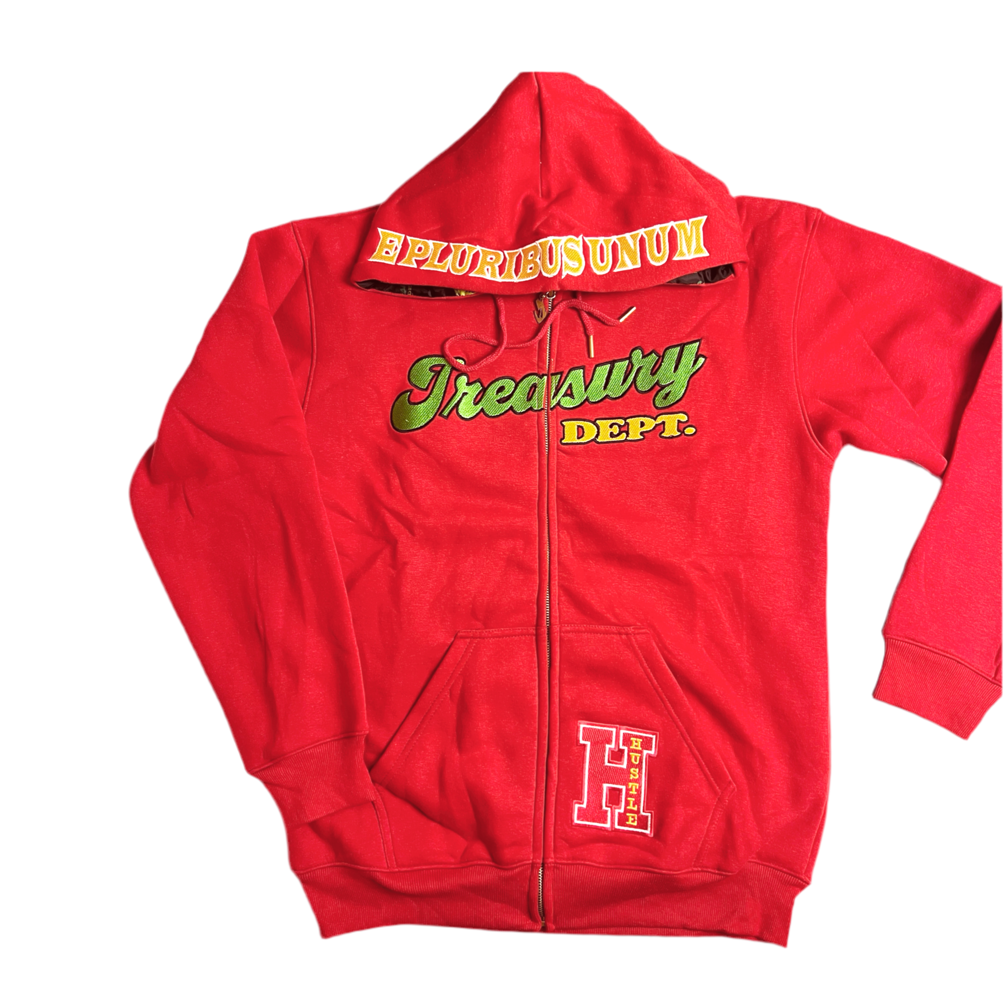 C.O.I.N.$ TREASURY DEPT COTTON ZIP UP HOODIE/red
