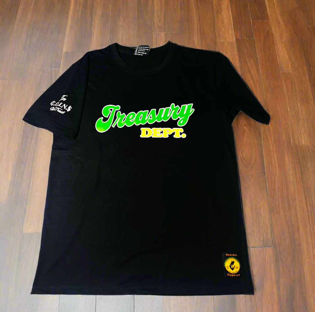 C.O.I.N.$ TREASURY DEPT CREW NECK SHORT SLEEVE T-SHIRT/ black