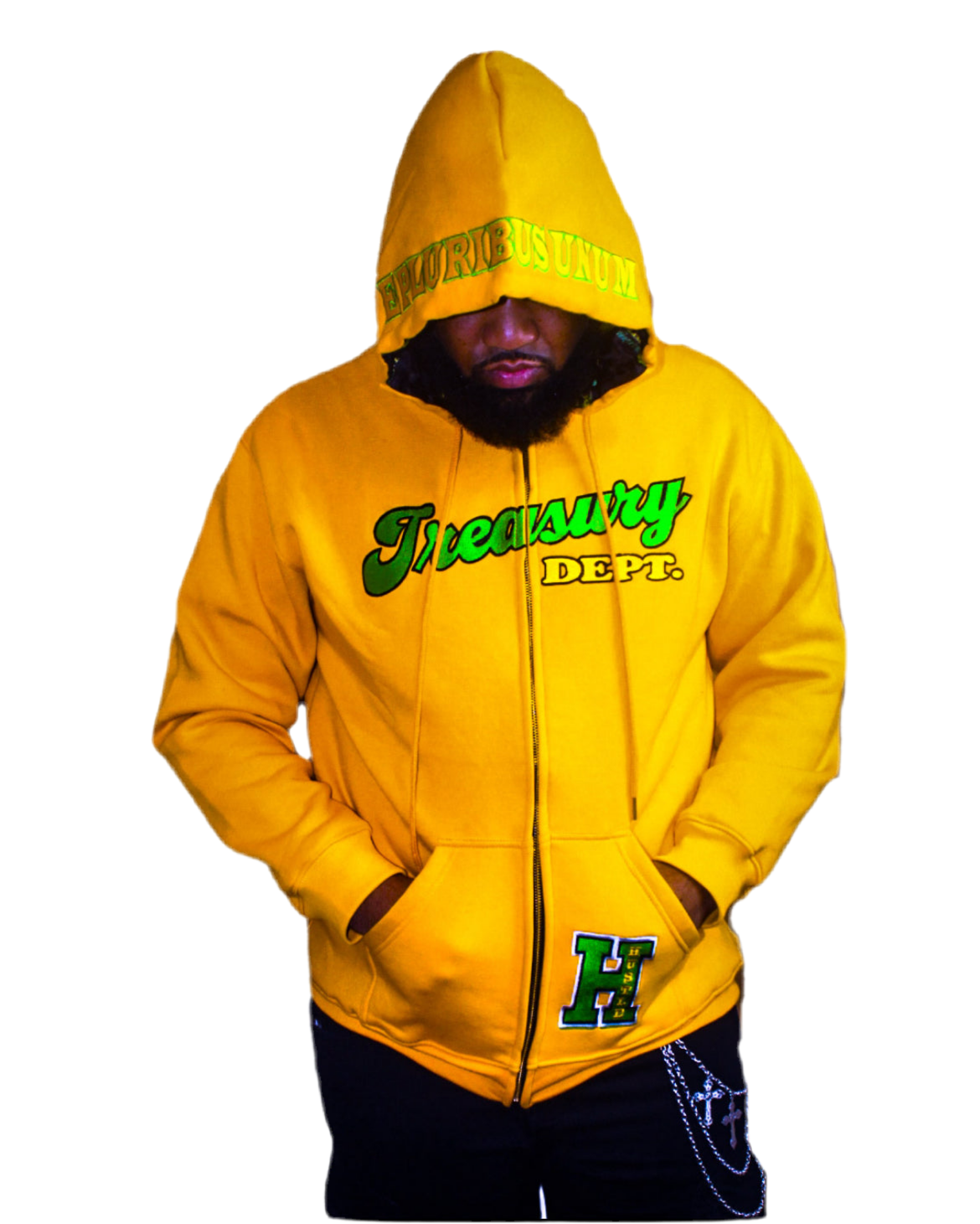 C.O.I.N.$ Treasury Dept. Cotton Relaxed Fit All Over Print Inner Lining Zip Up Hoodies