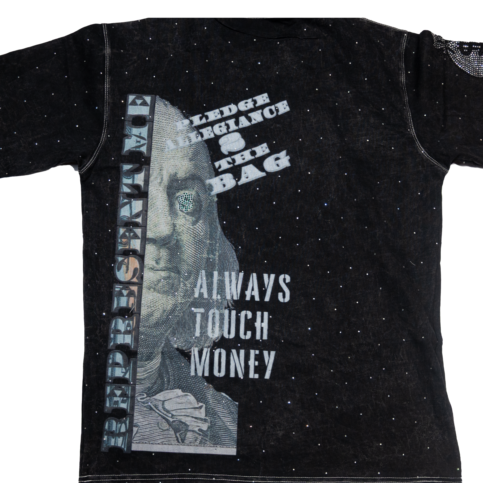 NUMMI VESTES "DEAD PRESIDENTS" BLACK ACID WASHED HEAVY GSM T-SHIRT