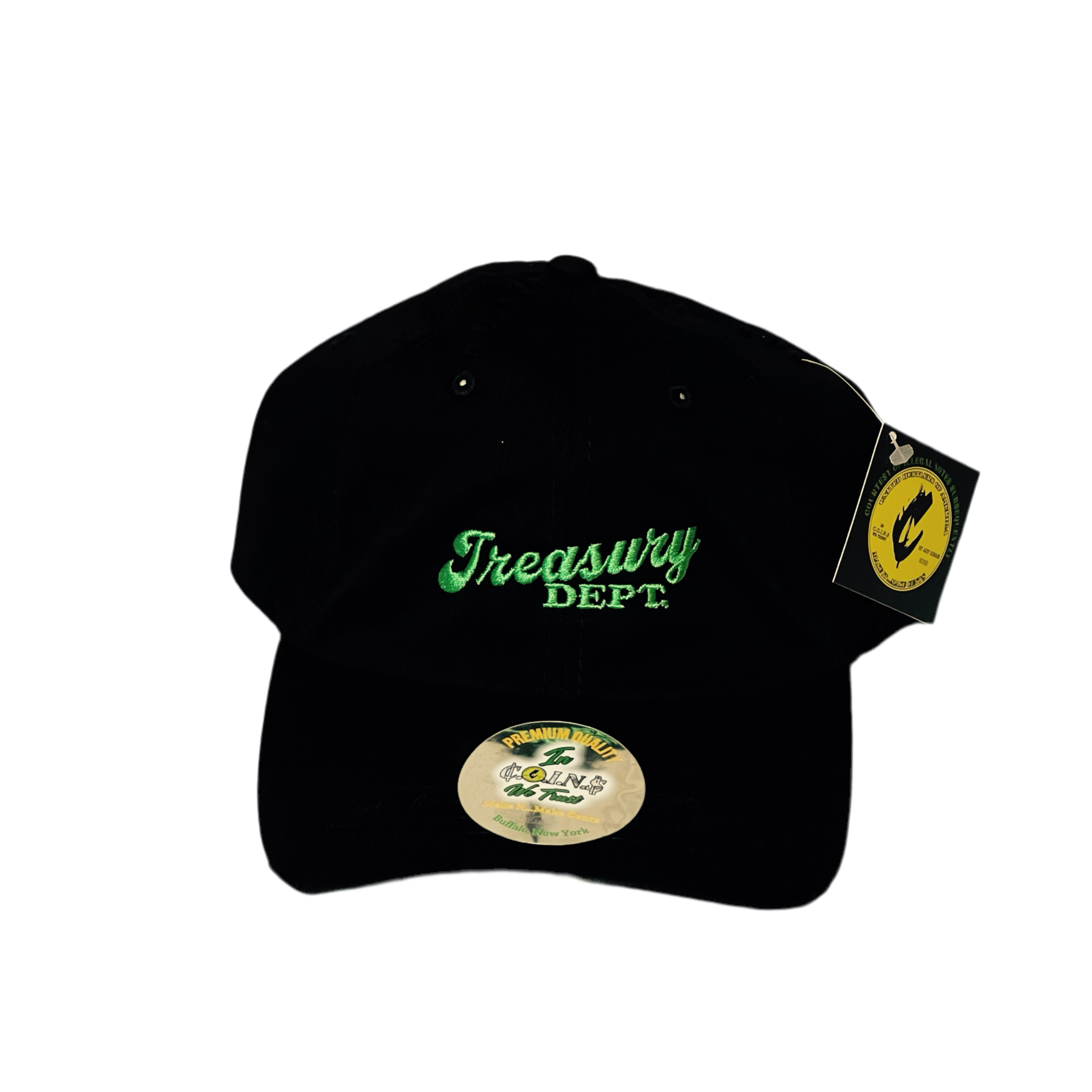 C.O.I.N.$ Treasury Dept. Low Profile 6 Panel Vintage Distressed Dad Hats