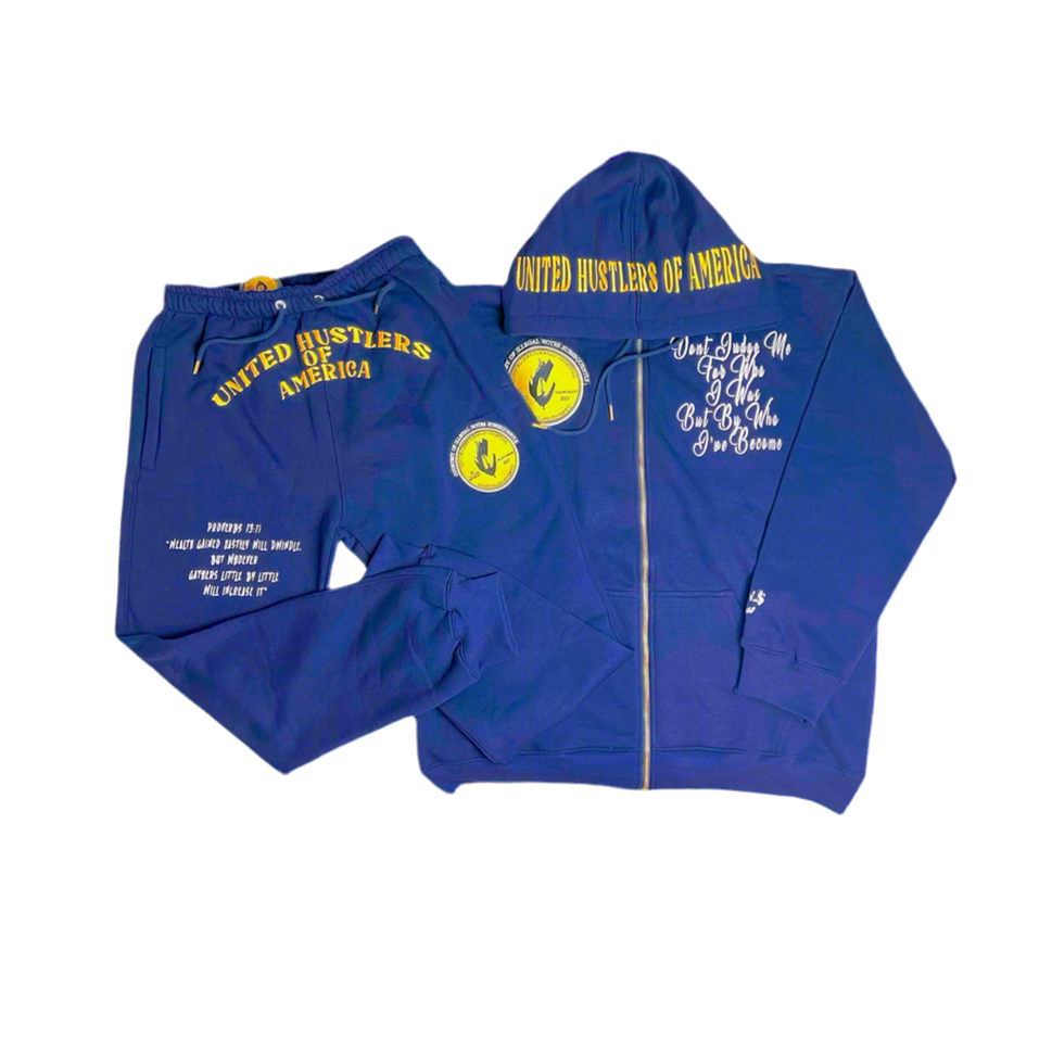 C.O.I.N.$ Relaxed Fit Cotton Zip Up Hooded Sweatsuits