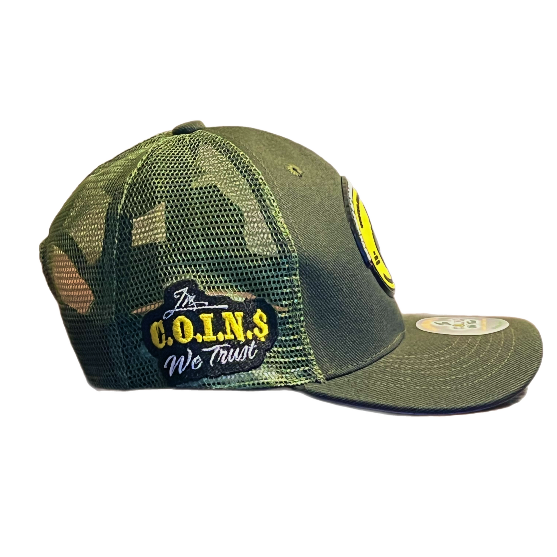 C.O.I.N.$ SNAPBACK CURVED BILL TRUCKER HATS