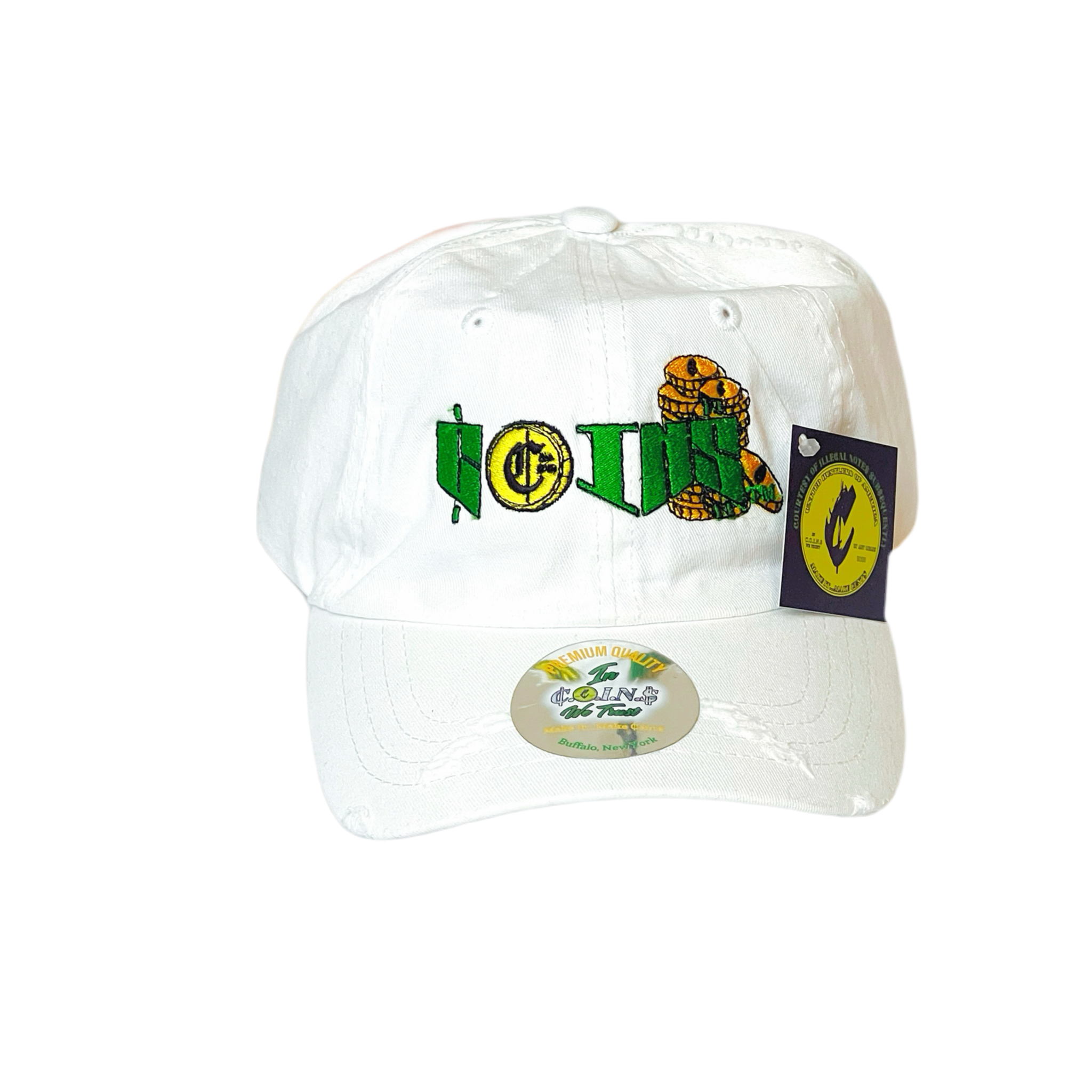 <a href="/products/coins-classic-6-panel-distressed-adjustable-vintage-dad-hats-street-wear-black-mango-white" title="C.O.I.N.$ Treasury Dept. Low Profile  6 Panel  Adjustable Buckle Distressed Vintage Dad Hats">C.O.I.N.$ CLASSIC VINTAGE DAD HATS</a>
