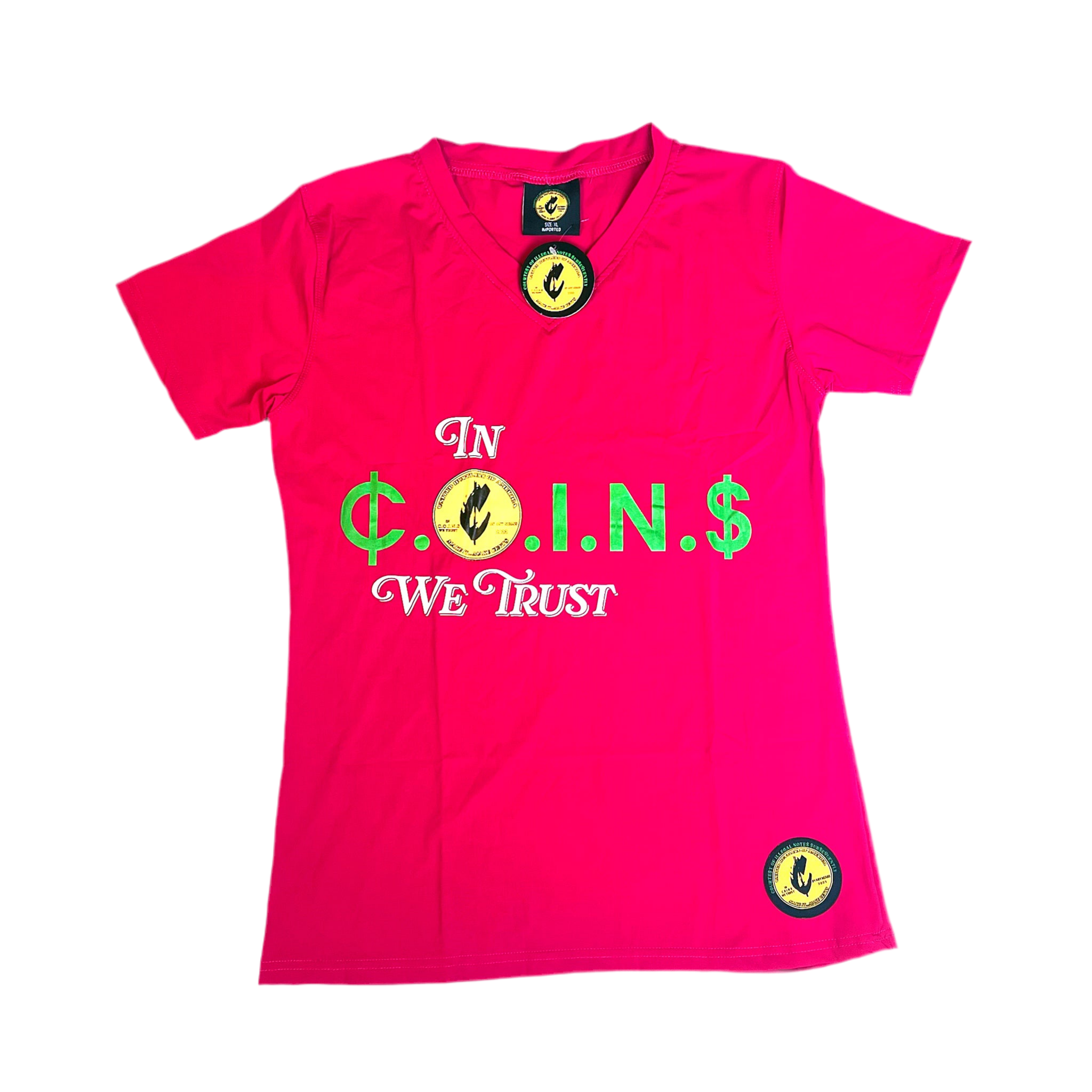 C.O.I.N.$ Woman’s Polyester Slim Fit V-Neck T-Shirts