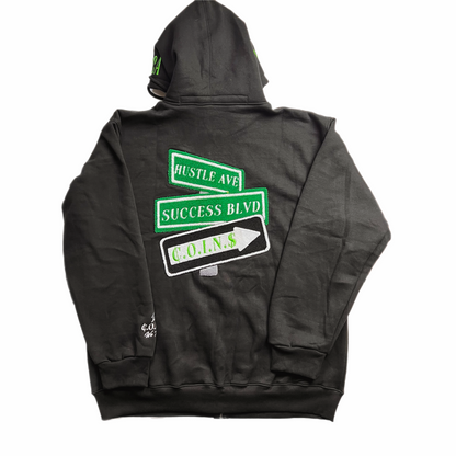 C.O.I.N.$ Relaxed Fit Cotton Zip Up Hooded Sweatsuits
