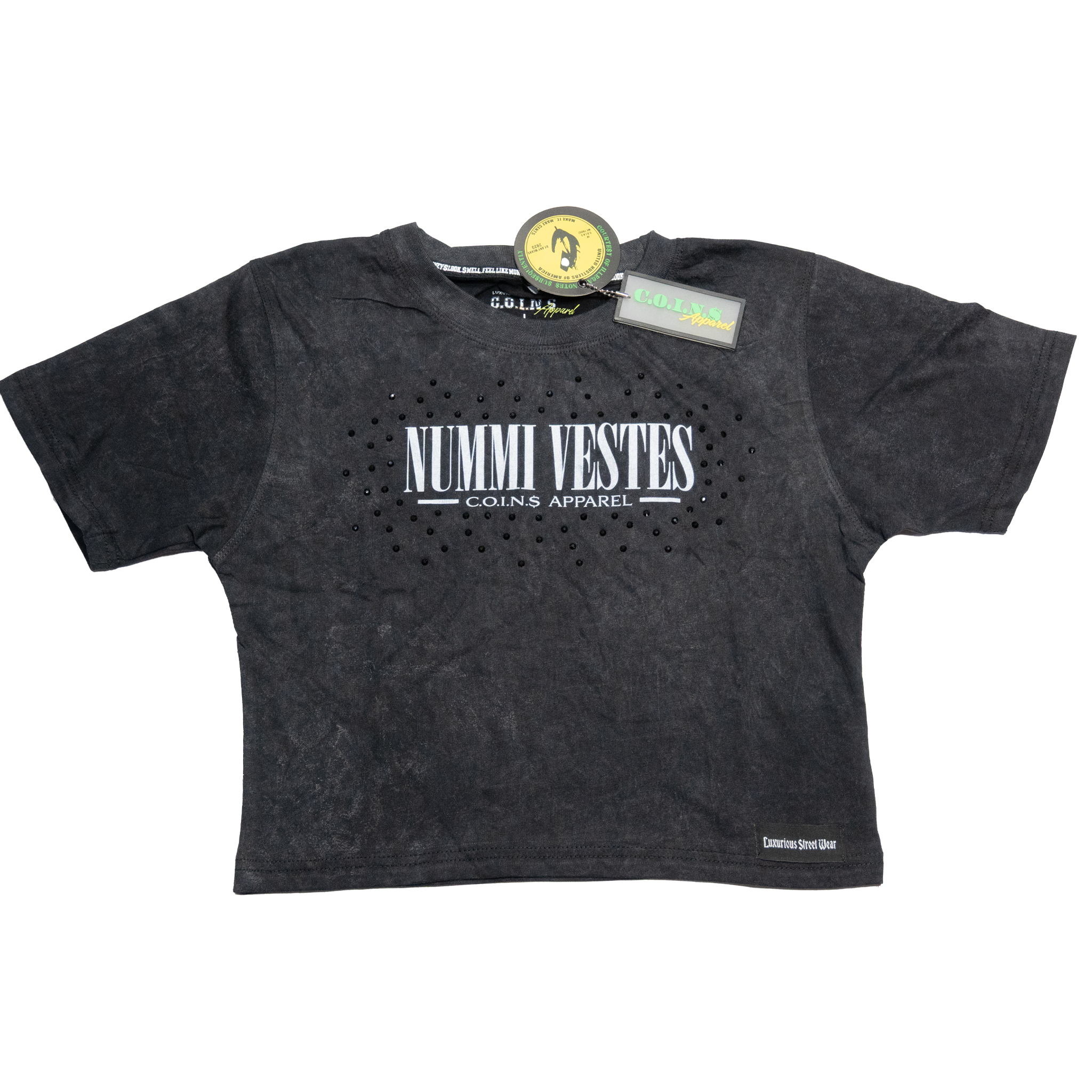 NUMMI VESTES BLACK ACID WASHED WOMAN'S  CROP TOP SHIRT