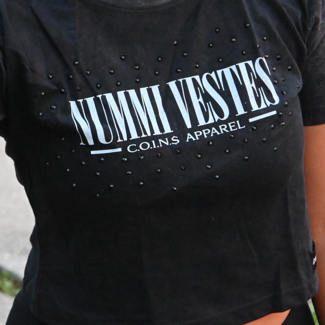 NUMMI VESTES BLACK ACID WASHED WOMAN'S  CROP TOP SHIRT